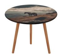 ACEPrints Round Spandex Table Cloth Horse Grazing on The Mountain Waterproof Table Cover Elastic Fitted Washable Tablecloth Elastic Edged Picnic Tables Cover for Camping Dining Indoor Outdoor 47.2in