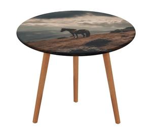 ACEPrints Round Spandex Table Cloth Horse Grazing on The Mountain Waterproof Table Cover Elastic Fitted Washable Tablecloth Elastic Edged Picnic Tables Cover for Camping Dining Indoor Outdoor 43.3in