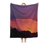 ACEPrints Sunrise Soft Warm Throw Blankets for Couch Birds Flying at Sunrise Over The Mountains Bed Living Room Sofa Couch Birthday Decor 50x60 Inch