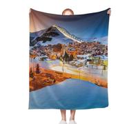 ACEPrints Sunset Soft Warm Lightweight Blankets Cozy Blankets Beautiful Sunset and Ski Resort in The French Alps Cozy Blanket for Couch,Bed,Office & Travel All Season Comfort 30x40 Inch
