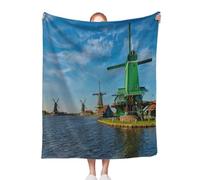 ACEPrints Sunset Soft Warm Throw Blankets for Couch Windmills at Zaanse Schans in Holland On Sunset Zaandam Cozy Blanket for Couch,Bed,Office & Travel All Season Comfort 30x40 Inch