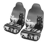 ACEPrints Universal Black and White Horses Running Print Car Seat Covers