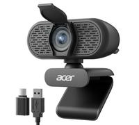 acer 1080p Webcam USB Plug and Play Webcam for PC with Noise Cancellation Microphones Computer Camera for Desktop Streaming Gaming Online Meeting Wide Angle Privacy Cover A-to-C Adapter Easy Setup