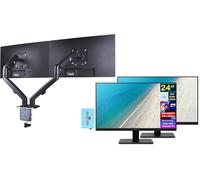 Acer 24" Vero FHD IPS Monitor with 4ms Response Time, Anti-Glare, Adaptive Sync, Built-in Speakers, VESA Mount (100mm) and DKZ Hub, Black, 2-Pack