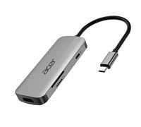 Acer 7-in-1 Mini Dock (USB Type-C to 1x USB Type-C (w PD), 3x USB 3.0, 1x HDMI, 1x SD Card Reader, 1x Micro SD Card Reader) Silver