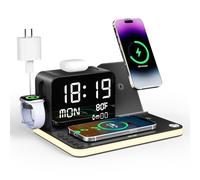 acer 7-in-1 Wireless Charging Station: Charger Stand for Multiple Devices for Apple - iPhone 16 15 14 13 12 Pro Max Apple Watch Airpods, Wireless Charger iPhone Charging Station with Bluetooth TimeSyn