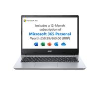 Acer Aspire 1 14" A114-33-C8z9 Intel Celeron 4GB 64GB Intel UHD Graphics Microsoft 365 Personal Included (12 Months) - Silver, New