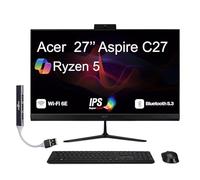 acer Aspire 27 All-in-One Desktop, 27" IPS FHD Display, AMD Ryzen 5 7430U (Ryzen 5 7000 Series), 8GB DDR4, 512GB SSD, Wi-Fi 6E, Webcam, Bluetooth 5.3, Windows 11 Home, with DKZ USB Port Expander