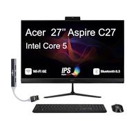 acer Aspire 27 All-in-One Desktop, 27" IPS FHD Display, Intel Core 5 120U (10-Core, Up to 5GHz), 64GB DDR5, 2TB PCIe SSD, Wi-Fi 6E, Webcam, Bluetooth 5.3, Win 11 Pro, with DKZ USB Port Expander