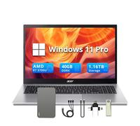 acer Aspire 3 Laptop, 15.6" FHD Dispaly, 40GB RAM, 1.16TB Storage(1TB SSD & 160GB Docking Station Set), AMD Ryzen 7 5700U, AMD Radeon Graphics, Silver, Win 11 Pro, Numeric Pad, Front Camera, WiFi 6
