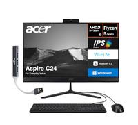 acer Aspire C24 Everyday Value All-in-One 23.8" IPS FHD Display (AMD Ryzen 5 7430U, 16GB DDR4, 1TB PCIe SSD, AMD Radeon, WiFi 6E, Webcam, Bluetooth 5.3, Win 11 Pro) w/DKZ USB Port Expander