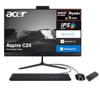 acer Aspire C24 Everyday Value All-in-One 23.8" IPS FHD Display (AMD Ryzen 5 7430U, 16GB DDR4, 512GB PCIe SSD, AMD Radeon, WiFi 6E, Webcam, Bluetooth 5.3, Win 11 Home) w/USB-C Dock