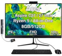 Acer Aspire C27 All-in-One, 27" IPS FHD, Intel Core 5 120U, 8GB / 512GB | USB Keyboard and Mouse, Wi-Fi 6E, Bluetooth 5.3, HDMI, DP, RJ-45, Webcam, Windows 11 Pro /w DKZ USB Hub Accessory