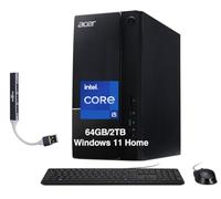 Acer Aspire TC-1775 Desktop Computer Intel i5-14400, 64GB DDR5, 2TB SSD | Intel UHD 730 Graphics, WiFi 6E, Bluetooth 5.3, Air Cooling, Dual HDMI, Wired Keyboard & Mouse, Win 11 Home) w/Dockztorm Hub