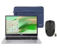 acer Chromebook 15.6" Full HD Laptop | Intel Celeron N4500 | Integrated UHD Graphics | Protective Sleeve| Silver | 4GB RAM | 64GB SSD | Chrome OS | Bundle with Wireless Mouse