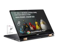 Acer Chromebook 2-in-1 Plus Spin 714 with Google AI - 14" WUXGA (1920 x 1200) Touch | Intel Core Ultra 5 115U | 8GB LPDDR5 256GB SSD | Wi-Fi6E | Chrome OS | Steel Gray | w/2TB USB Drive, W/GaLiMu