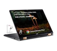 acer Chromebook 2-in-1 Plus Spin 714 with Google AI, 14" WUXGA IPS Touch, Intel Core Ultra 5 115U, 8GB LPDDR5 256GB SSD, Backlit KB Wi-Fi6E Bluetooth Chrome OS, Steel Gray, w/2TB USB Drive, W/GaLiMu