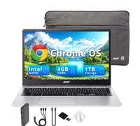 Acer Chromebook 315 15.6" FHD Laptop, 4GB LPDDR4 RAM, 1TB Storage(64GB eMMC & 1TB Docking Station Set), Intel Celeron N4500, Intel UHD Graphics, Numeric Keypad, HD Webcam, Silver, Chrome OS