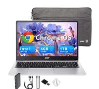 Acer Chromebook 315 15.6" FHD Laptop, Intel Celeron N4500, 4GB LPDDR4 RAM, 1TB Storage(64GB eMMC & 1TB Docking Station Set), Intel UHD Graphics, Numeric Keypad, HD Webcam, Silver, Chrome OS
