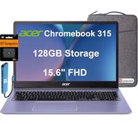 Acer Chromebook 315 Laptop, 15.6" FHD, Intel Celeron N4500, 4GB RAM, 128GB | (64GB eMMC + 64GB SD Card), Numeric Keypad, Home, Student, Long Battery Life, Webcam, USB C HUB, Chrome OS, Sleeve, Purple