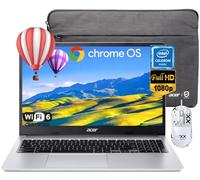 acer Chromebook 315 Laptop Computer for Student & Business, 15.6" FHD IPS Display Chomebook Laptops, Intel Celeron N4500, 4 GB RAM|320 GB(64 GB eMMC+256 GB Card), WiFi6, Chrome OS, with Nonslip Mouse