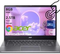 Acer Chromebook Plus 514, 14" FHD Touchscreen Laptop, Intel 8-Core i3-N305, 8GB RAM, 512GB SSD, Chrome OS, Long Battery Life, High-End Business/Luxury Gift