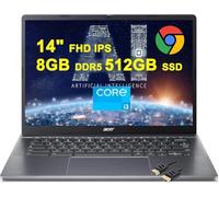 acer Chromebook Plus 514 Google AI Laptop | 14" FHD IPS Multi-Touch Display | Intel Octa-core i3-N305 | 8GB DDR5 512GB SSD | USB-C Free Google AI/2TB Loud Storage for 1-Year Grey + HDMI Cable