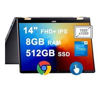 Acer Chromebook Spin 714 2-in-1 Laptop 14in FHD+ IPS Touchscreen 13th Generation Intel 10-core i5-1335U Beats i7-1255U 8GB RAM 512GB SSD Backlit USB-C Thunderbolt Sleeve ChromeOS Silver + HDMI Cable