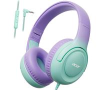 Acer Kids Headphones - 85/94dB Volume Limiter, Foldable Wired Over Ear Headphones for Travel, 3.5mm Jack, Toddler Headphones for School, Travel, iPad, Tablet, Purple Green Gradient