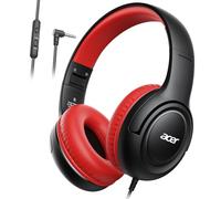 Acer Kids Headphones Wired, Toddler Headphones for Kids with 85/94dB Volume Limit, 3.5mm Jack, Foldable Adjustable Stereo Sound Over Ear, for School, Travel, Tablet, Kindle, iPad, PC(Black Red)