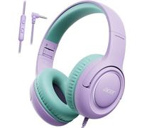 Acer Kids Headphones Wired, Toddler Headphones for Kids with 85/94dB Volume Limit, 3.5mm Jack, Foldable Adjustable Stereo Sound Over Ear, for School, Travel, Learning, Tablet, iPad, PC(Purple Green)