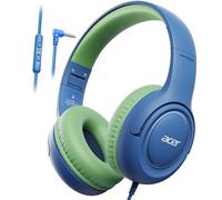 Acer Kids Headphones Wired, Toddler Headphones for Kids with 85/94dB Volume Limit, 3.5mm Jack, Foldable Adjustable Stereo Sound Over Ear, for School, Travel, Tablet, Kindle, iPad, PC(Blue Green)