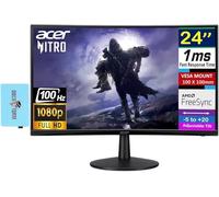 Acer Nitro 24" Monitor, FreeSync 100Hz FHD 1500R Curve ZeroFrame Design with 1ms Response Time, VESA Mount (100mm), VGA, HDMI and Dockztorm USB Port Expander, Black (2025 Latest
