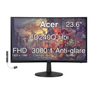 Acer Nitro 24" Monitor, FreeSync 100Hz FHD 1500R Curve ZeroFrame Design with 1ms Response Time, VESA Mount (100mm), VGA, HDMI and Dockztorm USB Port Expander, Black (2025 Latest
