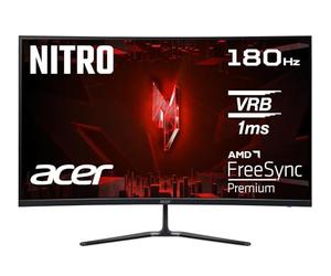 ACER Nitro ED320QR S3 Gaming Monitor 31.5 Inches Full HD, 180 Hz, 1 ms (VRB), 2 x HDMI 2.0, DP 1.4, Curved, DP/HDMI FreeSync Premium, Black