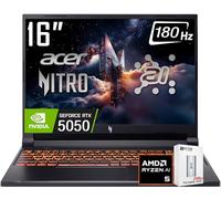 acer Nitro V 16 AI Gaming Laptop, 16" WUXGA IPS180Hz Display, AMD Ryzen 5 240, NVIDIA GeForce RTX 5050 8GB GDDR7 Graphics,16GB DDR5, 1TB Gen4 SSD, WiFi 6E, RGB Backlit KB, Win11 Home, W/256GB PSD