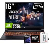 acer Nitro V 16 AI Gaming Laptop, 16" WUXGA IPS180Hz Display, AMD Ryzen 5 240, NVIDIA GeForce RTX 5050 8GB GDDR7 Graphics, 32GB DDR5, 1TB Gen4 SSD, WiFi 6E, RGB Backlit KB, Win11 PRO, W/256GB PSD