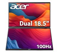acer PD3 PD193QE 18.5" Foldable Portable Dual Screen Monitor | Full HD | 100Hz | HDMU | USB C | Built In Speakers | VESA Mountable | Adaptive Sync