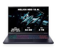 Acer, Predator Helios Neo 18 AI, Gaming Laptop, 18 inches, WQXGA 240 Hz IPS Display, Intel Core Ultra 9 275HX, 64 GB RAM, 2 TB SSD, NVIDIA GeForce RTX 5070, Windows 11 Home, Black, PHN18-72