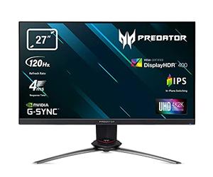 Acer Predator XB273KSbmiprzx 27 inch UHD Gaming Monitor, Black/Grey (IPS Panel, G-Sync, 120 Hz (144 Hz OC), 4ms, HDR 400, Quantum Dot, DP, HDMI, USB Hub, Height Adjustable Stand) (Renewed)