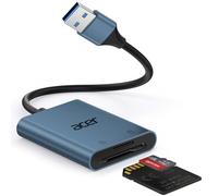 acer SD Card Reader USB 3.0 with Cable, Aluminum Camera Memory Card Reader UHS-I, USB-A micro SD Adapter High Speed, Compatible with SDXC, micro SDHC, TF, RS-MMC, Computer, PC, Laptop, Camera (Blue)