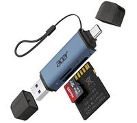 acer SD Card Reader, USB C & USB 3.0 Memory Card Reader Adapter Supports SD/Micro SD/SDHC/SDXC/MMC, Compatible with iPhone 15 Pro, MacBook Pro/Air, iPad Pro 2021, Galaxy S22, Pixel, XPS 13 (Blue)