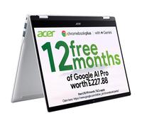 ACER Spin 514 14" 2 in 1 Chromebook Plus - MediaTek Kompanio Ultra 910, 128 GB UFS, Silver, Silver/Grey