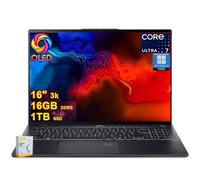 acer Swift 16 AI Copilot+ Laptop | 16" 3k OLED Touch 100% DCI-P3 | Intel 8-core Ultra 7 Series 2 256V Up to 47 Tops | 16GB DDR5 1TB SSD | Backlit Fingerprint QHD IR Camera Win11Pro w/DLCA Accessory