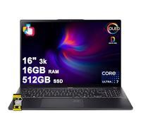 acer Swift 16 AI Laptop 16" 3k OLED Touch (100% DCI-P3) Intel 8-core Ultra 7 Series 2 256V (Up to 47 Tops) 16GB RAM 512GB SSD for Creator Designer Business Professional Win11 ICP Hub w/AI Copilot+ PC