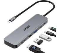 Acer USB C Hub 5-in-1, USB-C to HDMI 4K@60Hz, USB C 5Gbps Data, PD 100W | Aluminium Multiport Splitter with Charging Port Adapter for iPhone 17/16/15, MacBook iPad Pro/Air, Mac mini M4, Surface, S26.