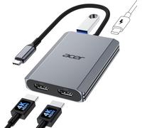 Acer USB-C to Dual HDMI Adapter 4K@60Hz, USB C Hub Multiport Adapter with 2 HDM