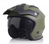 Acerbis Matte Green Demi-Jet Helmet With Sun Visor Size S