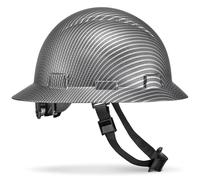 Acerpal Full Brim Non-Vented Grey Silver Classic Carbon Fiber Design Gloss Finish OSHA Hard Hat with 6-Point Suspension