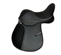 Aces Equine SYNTHETIC GENERAL PURPOSE SADDLE WITH SUEDE SEAT WIDE FIT D-D 9 INCH BLACK SIZE 14,15,16,17,18 (17)
